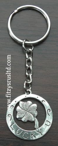Lucky 4 Leaf Clover Metal Keyring Key Ring Souvenir
