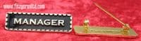 Manager Lapel Pin Badge Black & Gold Colour Sign Metal Brooch