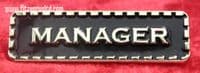 Manager Lapel Pin Badge Black & Gold Colour Sign Metal Brooch