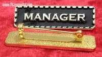 Manager Lapel Pin Badge Black & Gold Colour Sign Metal Brooch