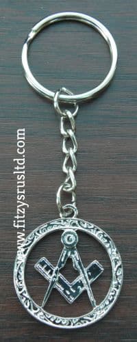 Masonic Square and Compass Key Ring Keyring Freemason Mason Freemasonary
