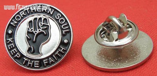 Northern Soul Keep the Faith Lapel Hat Tie Pin Badge - Brand New Black NS Gift