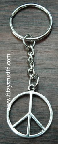Peace CND Symbol Metal Keyring Anti War Key Ring 25mm