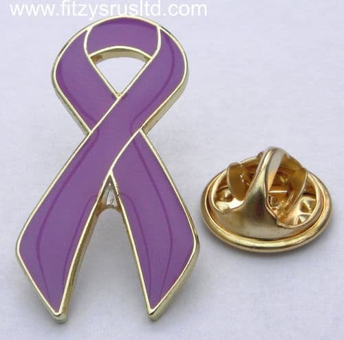 PURPLE RIBBON LAPEL PIN BADGE AWARENESS BROOCH