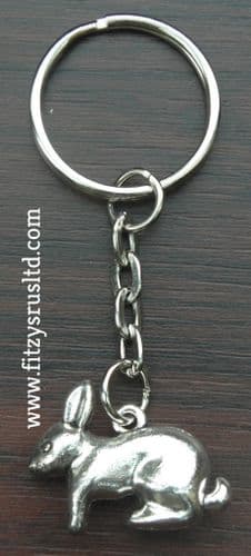 Rabbit 3D Metal Keyring Bunny Key Ring Animal Lovers Gift Souvenir