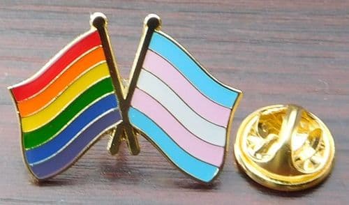 Rainbow & Transgender Flag Friendship Pin Badge Pride LGBT Brooch Gay Diversity