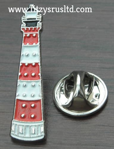 Red & White Lighthouse Lapel / Hat / Tie Pin Badge Brooch - Brand New