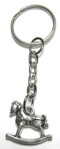Rocking Horse Key Ring Small Metal Silver-tone Keyring