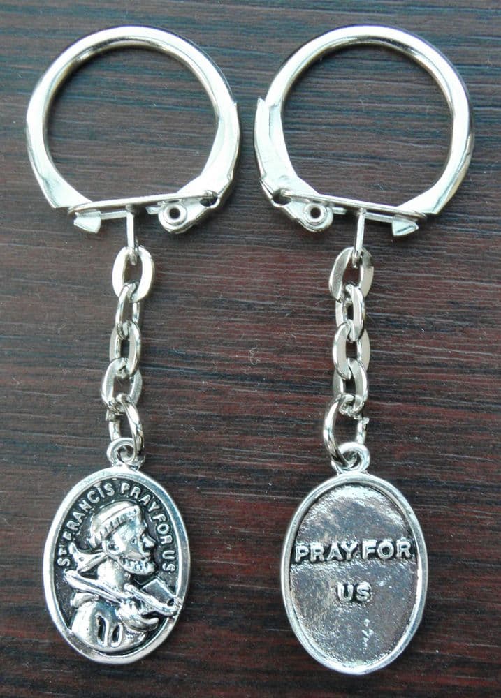 Saint St Francis of Assisi Metal Key Ring Religious Holy Gift Souvenir ...
