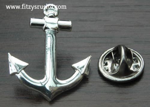 Silver-tone Anchor Lapel Hat Tie Pin Badge - Sailor - Nautical - Boat - Ship New