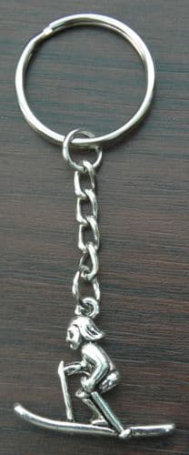 Skier Metal Keyring Key Ring Ski Gift Snow Ice Skiing Souvenir