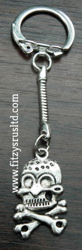 Skull & Crossbones Keyring Goth Gothic Emo Biker Gift Key Ring