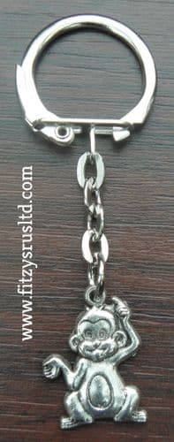 Small Cheeky Monkey Primate Metal Keyring Gift - Key Ring Animal Lovers Gift Souvenir