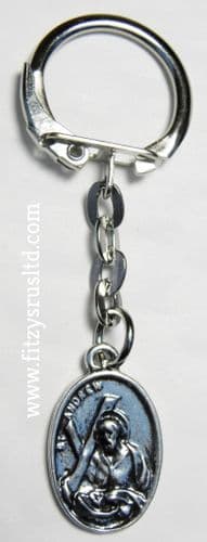 Small Saint St Andrew Metal Key Ring Religious Apostle Holy Gift Souvenir Keyring