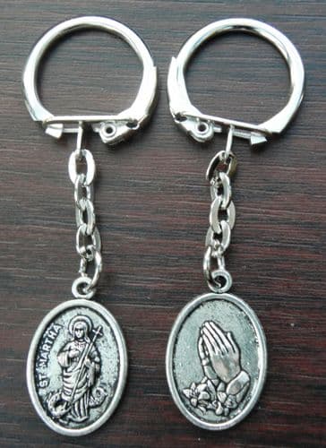 Small St Martha of Bethany Keyring Metal Key Ring Religious Holy Martâ Sacred Gift