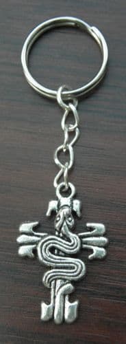 Snake on the Cross Key Ring Small Keyring Asp Goth Emo Gothic