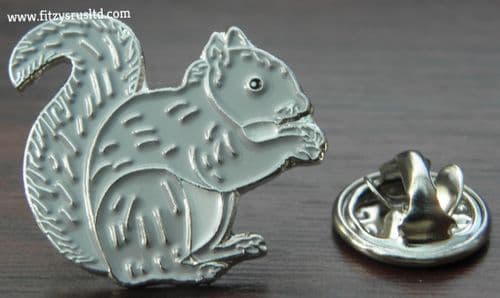 Squirrel Pin Badge Grey Rodent Brooch