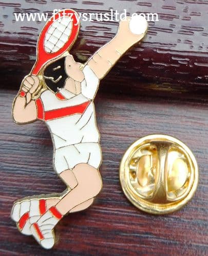 Tennis Player Racket Ball Lapel Hat Cap Tie Pin Badge Metal Brooch Brand New