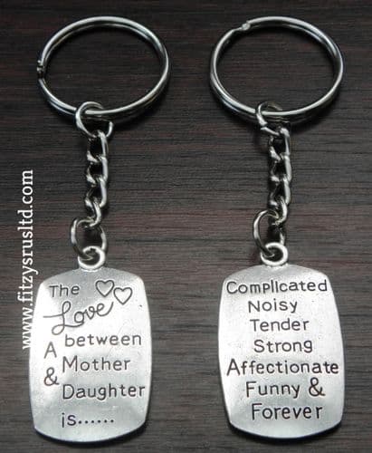 The Love Between a Mother and Daughter Is Forever Keyring Metal Family Key Ring
