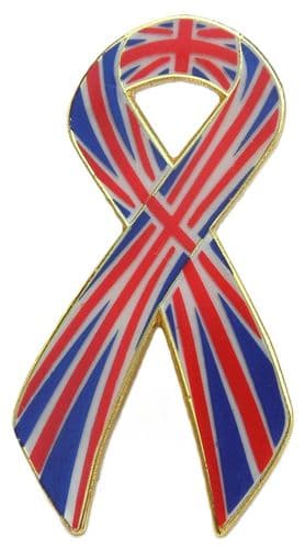 Union Jack Awareness Flag Ribbon Lapel Pin Badge Brooch Great Britain GB UK Jubilee Queen