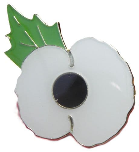 White Poppy Pin Badge Anti-War Peace Symbol