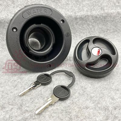 Caravan Motorhome 40mm Water Tank Filler With Cap & 2 Keys - Black