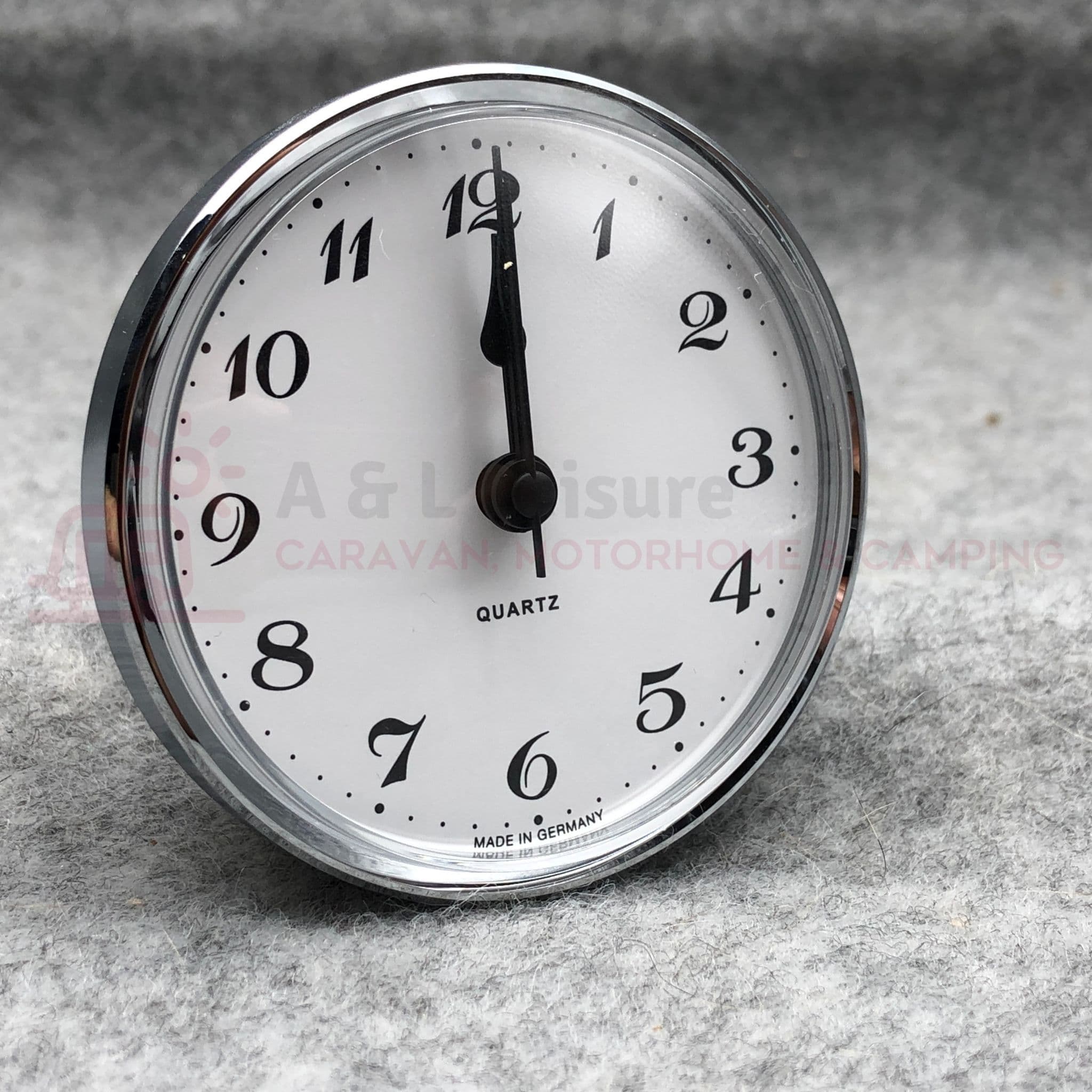 Caravan Motorhome Clock 72mm Round Crome Surround Quartz