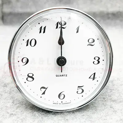 Caravan Motorhome Clock - 72mm Round Crome Surround - Quartz