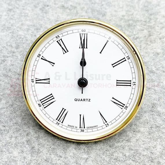 Caravan Motorhome Clock - 85mm Round Brass Surround - Quartz