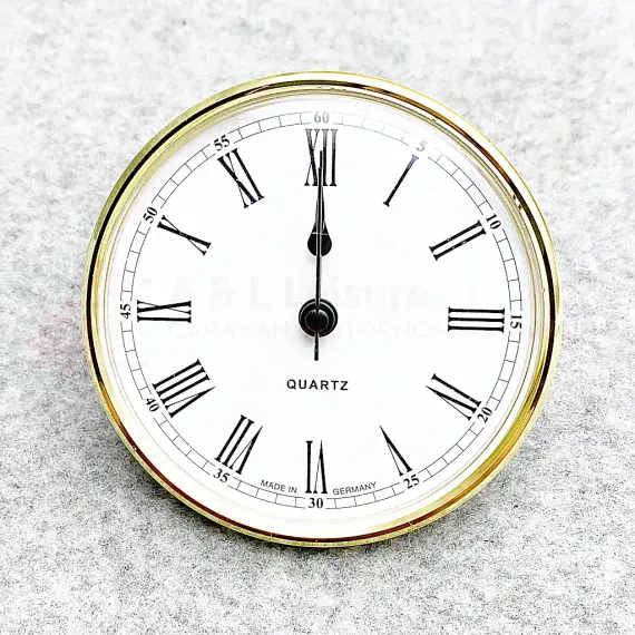 Caravan Motorhome Clock - 85mm Round Brass Surround - Quartz