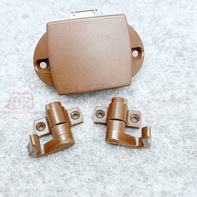 Caravan Motorhome Wardrobe Door Brown Push Button Lock - Rod Version