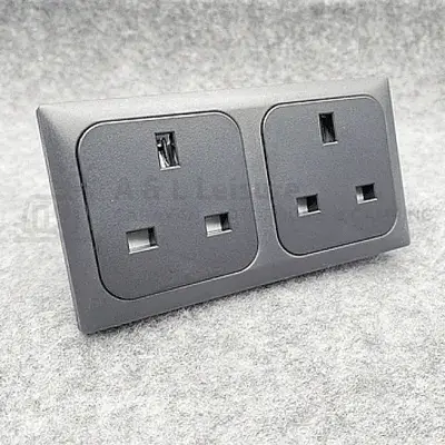 CBE C-Line 13a - 240V 2-Way Socket Faceplate & Back Box Dark Grey - CSM Range