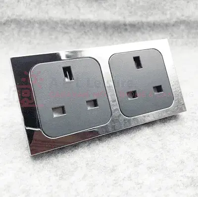 CBE C-Line 13a - 240v 2-Way Socket Faceplate & Back Box Gloss Chrome - CG Range