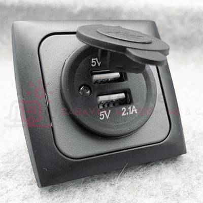 CBE C-Line Twin USB Socket & Faceplate - CS Black Range