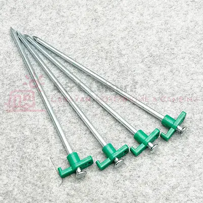 Hard Ground Steel Rock Pegs GREEN 25cm - x4
