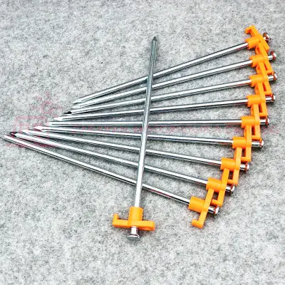 Hard Ground Steel Rock Pegs HI-VIZ ORANGE 25cm - x10
