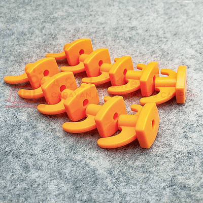 Hard Ground Steel Screw in Rock Peg Hooks Orange  - x10