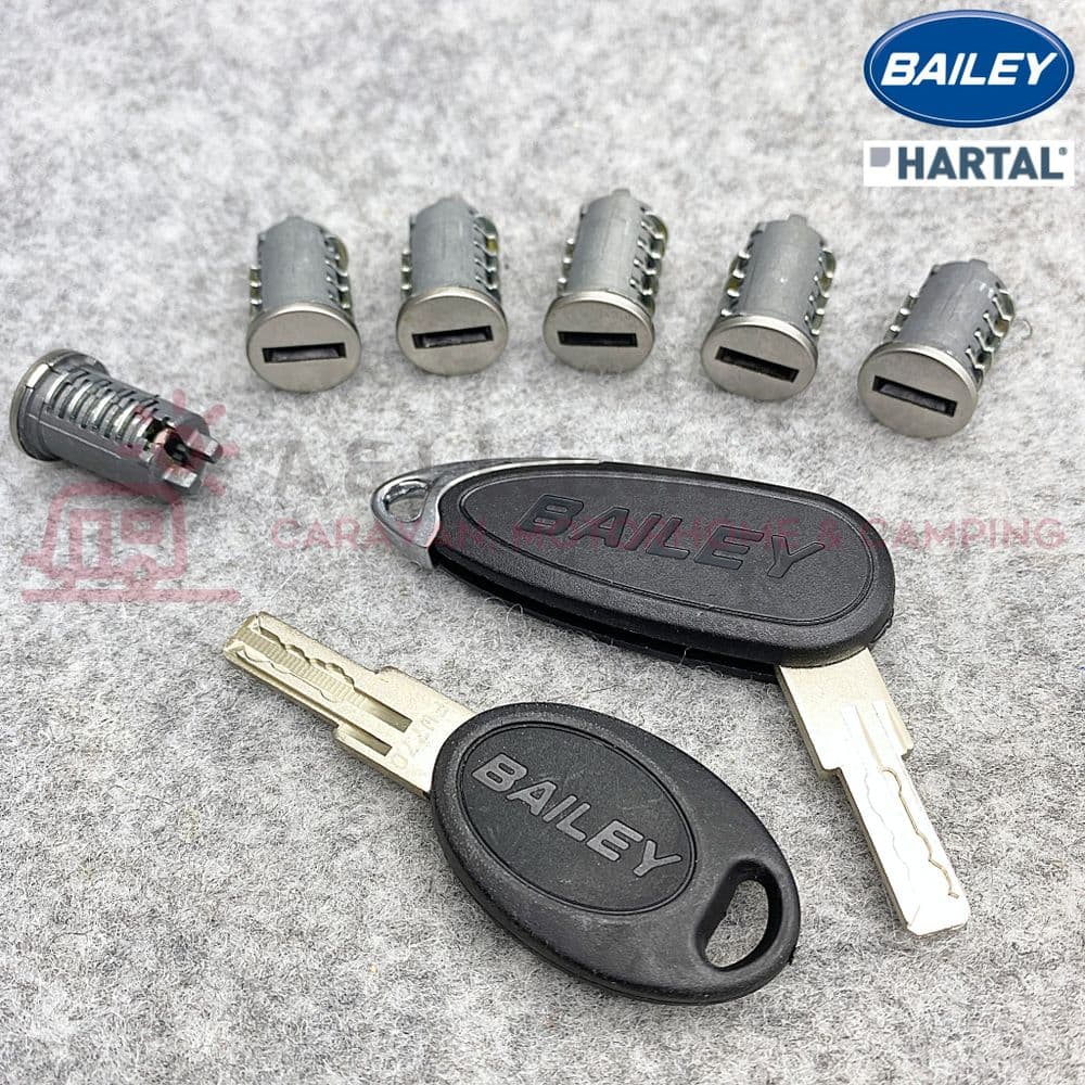 HARTAL FAWO Door Lock 6 x Barrel & Flip Key Set BAILEY Caravans ...