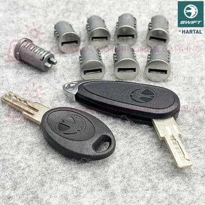 HARTAL FAWO Door Lock 8 x Barrel & Flip Key Set SWIFT Caravans - SWI8CYLSET