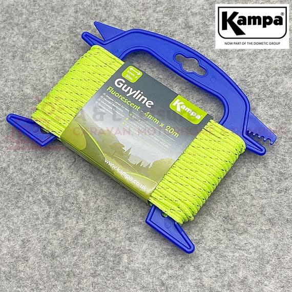 Kampa DOMETIC Guy Line Guy Rope 4mm x 20m Fluorescent Yellow Awning, Tent PP0023