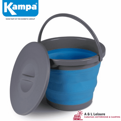 Kampa Folding / Collapsible Silicone 5 litre Bucket With Lid - Blue CW0104
