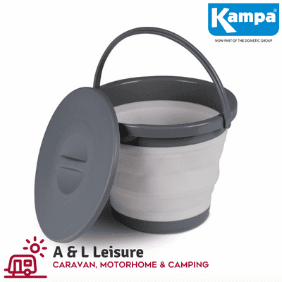 Kampa Folding / Collapsible Silicone 5 litre Bucket With Lid - Grey CW0105