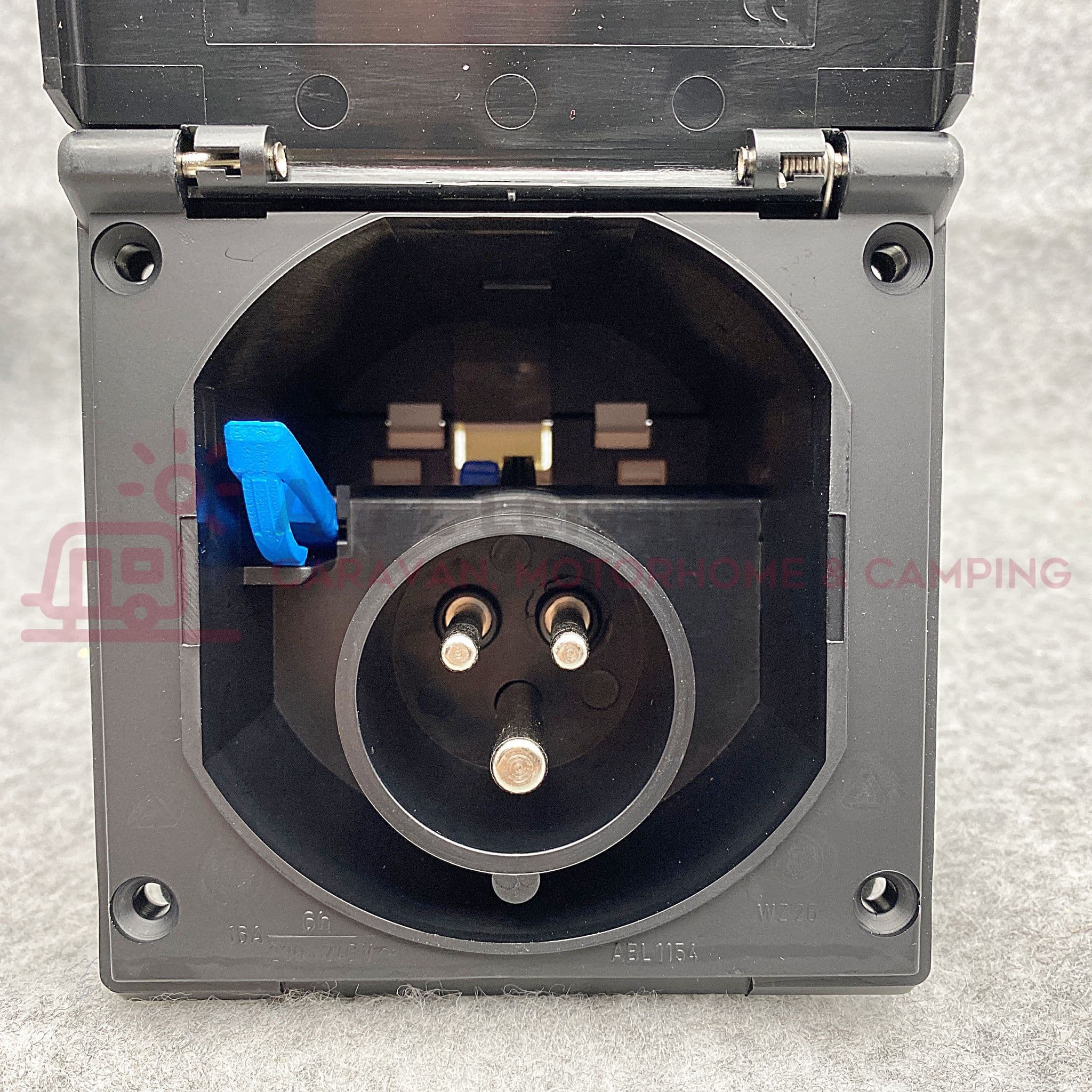 Mains Hook Up Inlet Socket Caravan Mhome Camper Flush Fitting BLACK