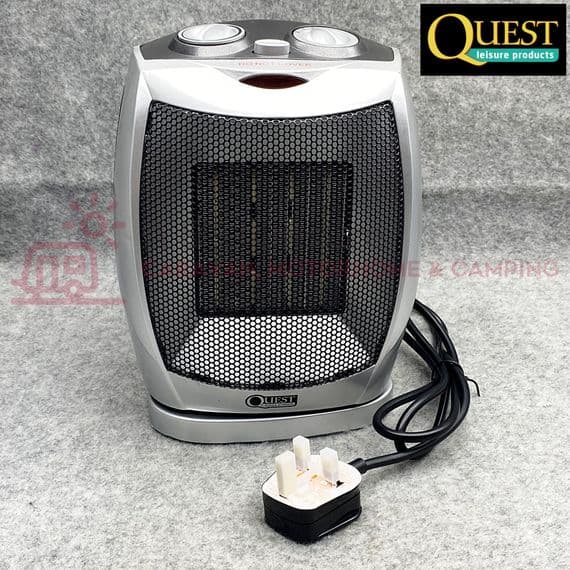 Quest Bali Oscillating Ceramic Fan Heater 750 -1500w Awning & Tent Heater 047519