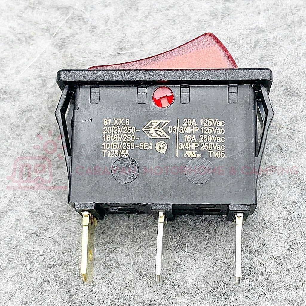 6A 250VAC Panel Mount Quick Connect Switch Red Illuminated On-Off Oval ...