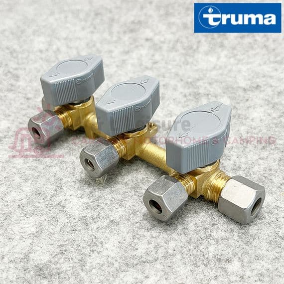 TRUMA 3-Way Gas Manifold / Gas Tap 10 - 8mm Caravan, Motorhome Camper 24136-31DV