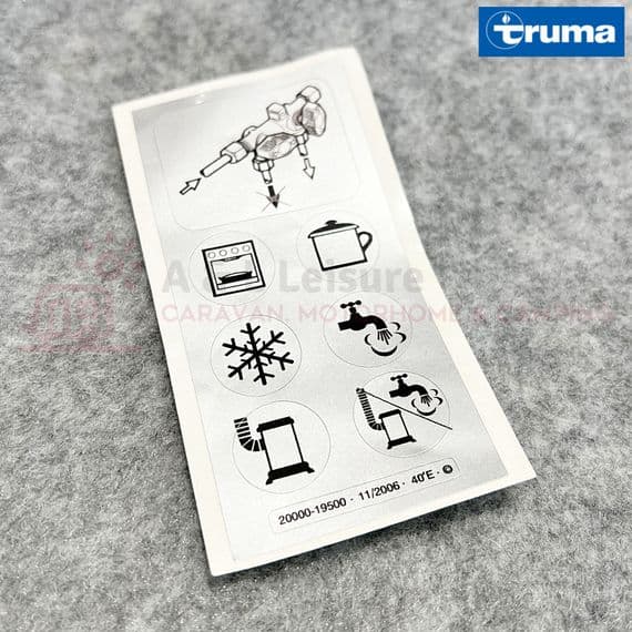 TRUMA Caravan Motorhome Gas Manifold Valve Adhesive Labels Sticker  20000-19500