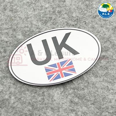 UK Oval Sticker With Border & Union Jack For Car Caravan Truck 100 x 65mm AA446