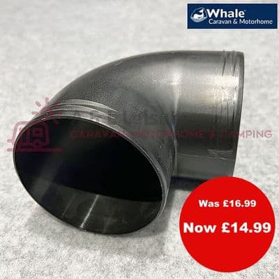 Whale Air Duct Fitting Equal Elbow 90mm x 90mm Black Caravan, Camper -  DX9012B