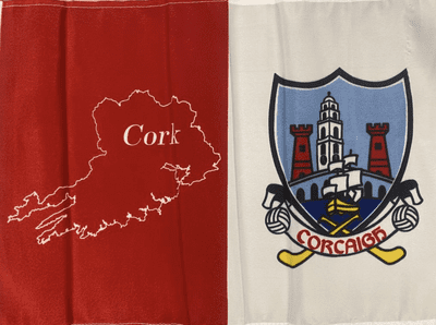 Cork GAA Flag 12″x18″ with stick
